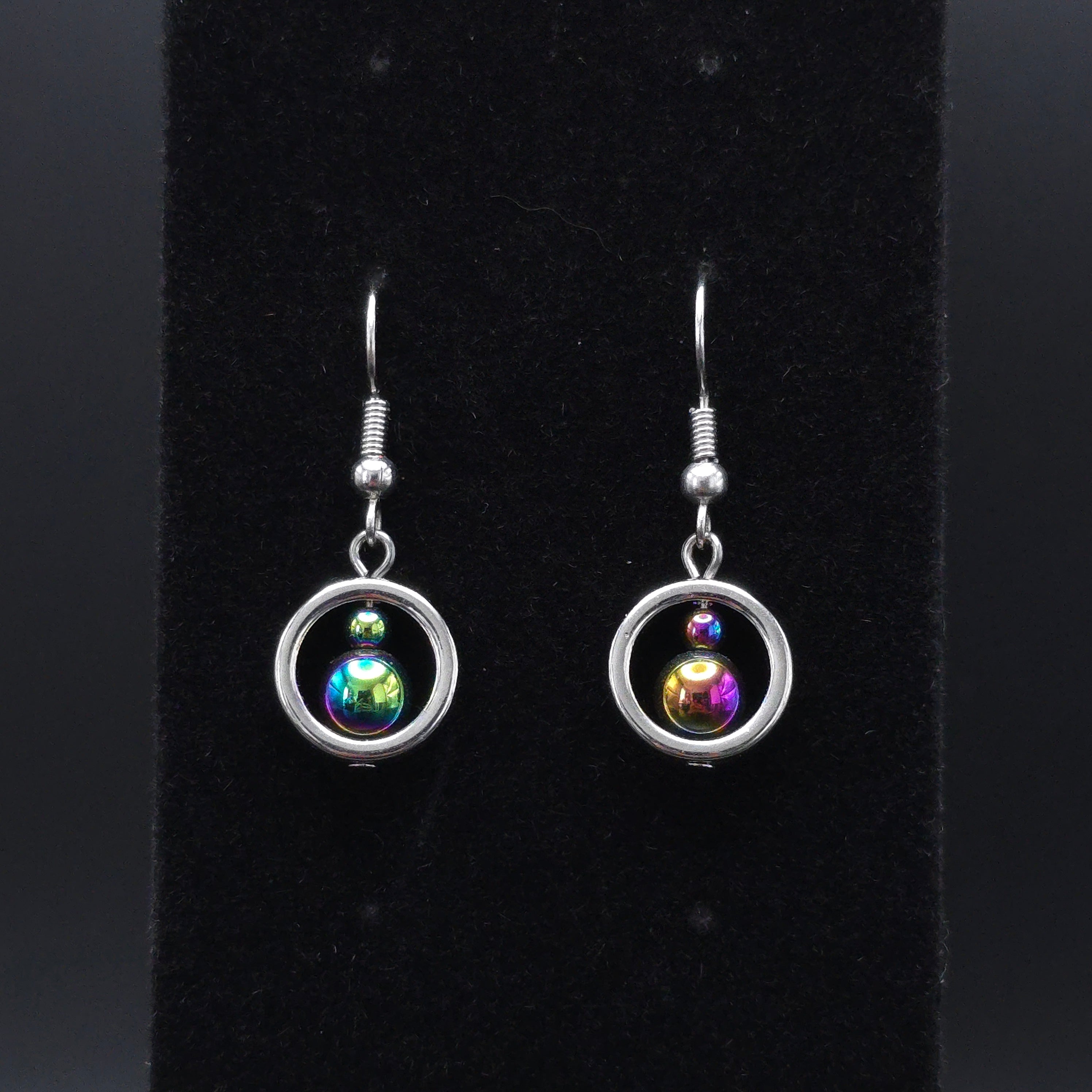 Earrings "Rainbow Hematite Small Drops"