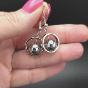 Earrings "Silver Hematite Big Drops"