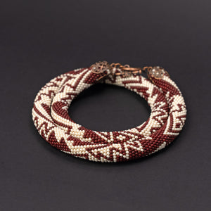 Beaded crochet necklace "Ancient Fish"