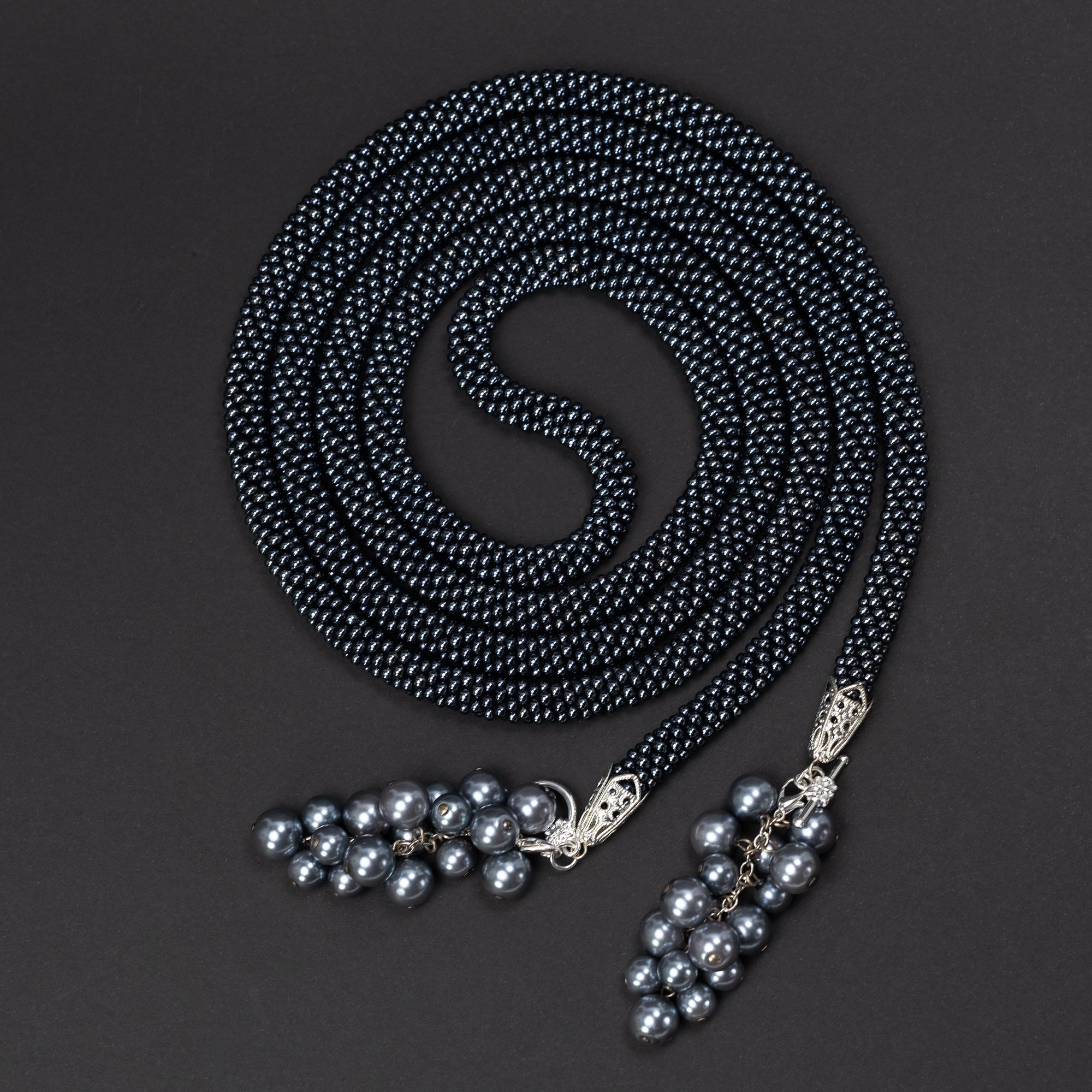 Beaded crochet necklace "Night Berries"