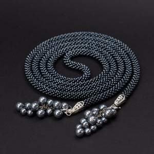 Beaded crochet necklace "Night Berries"