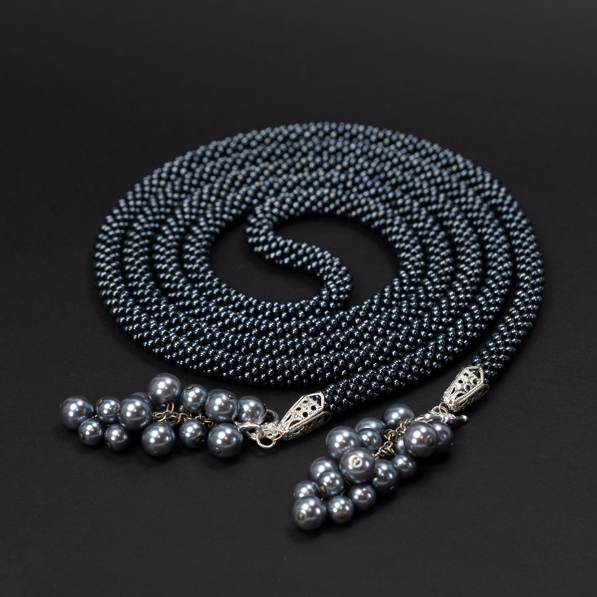 Beaded crochet necklace "Night Berries"