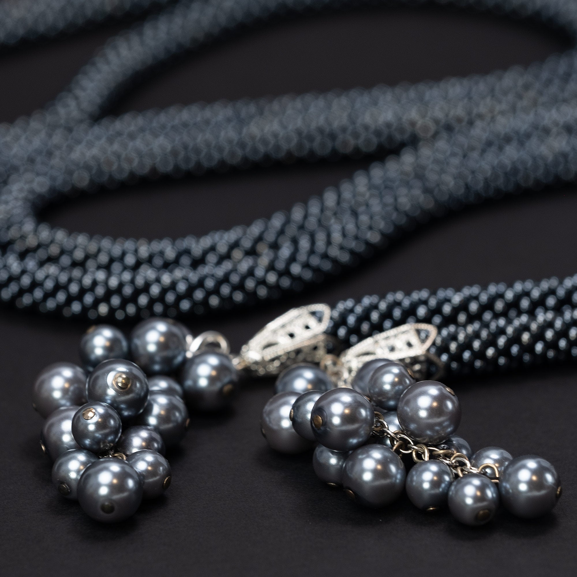 Beaded crochet necklace "Night Berries"