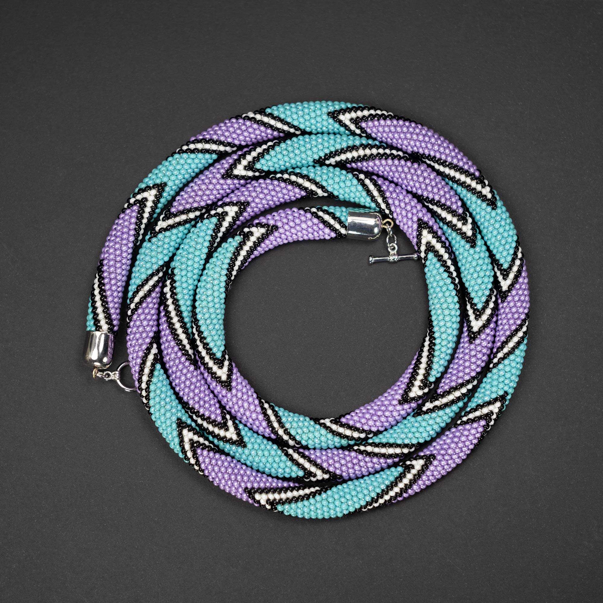 Beaded crochet necklace "Oceanic Current"