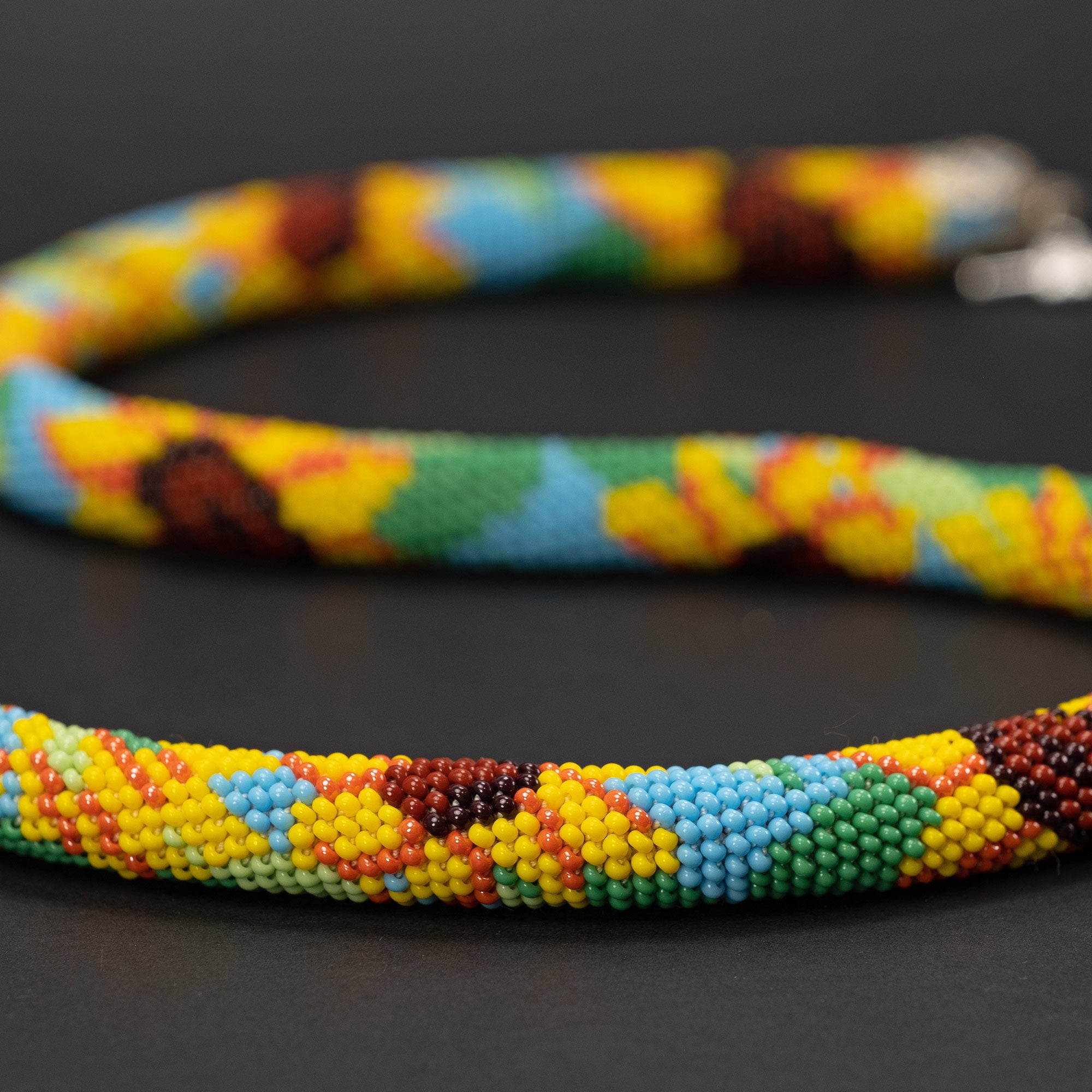Beaded crochet necklace "Sunflowers"