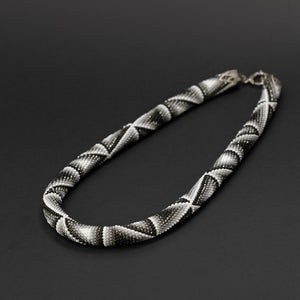 Beaded crochet necklace "Triangles"