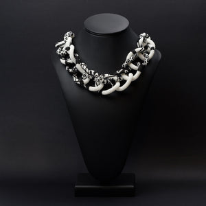 Beaded crochet necklace "Black and White Collage"
