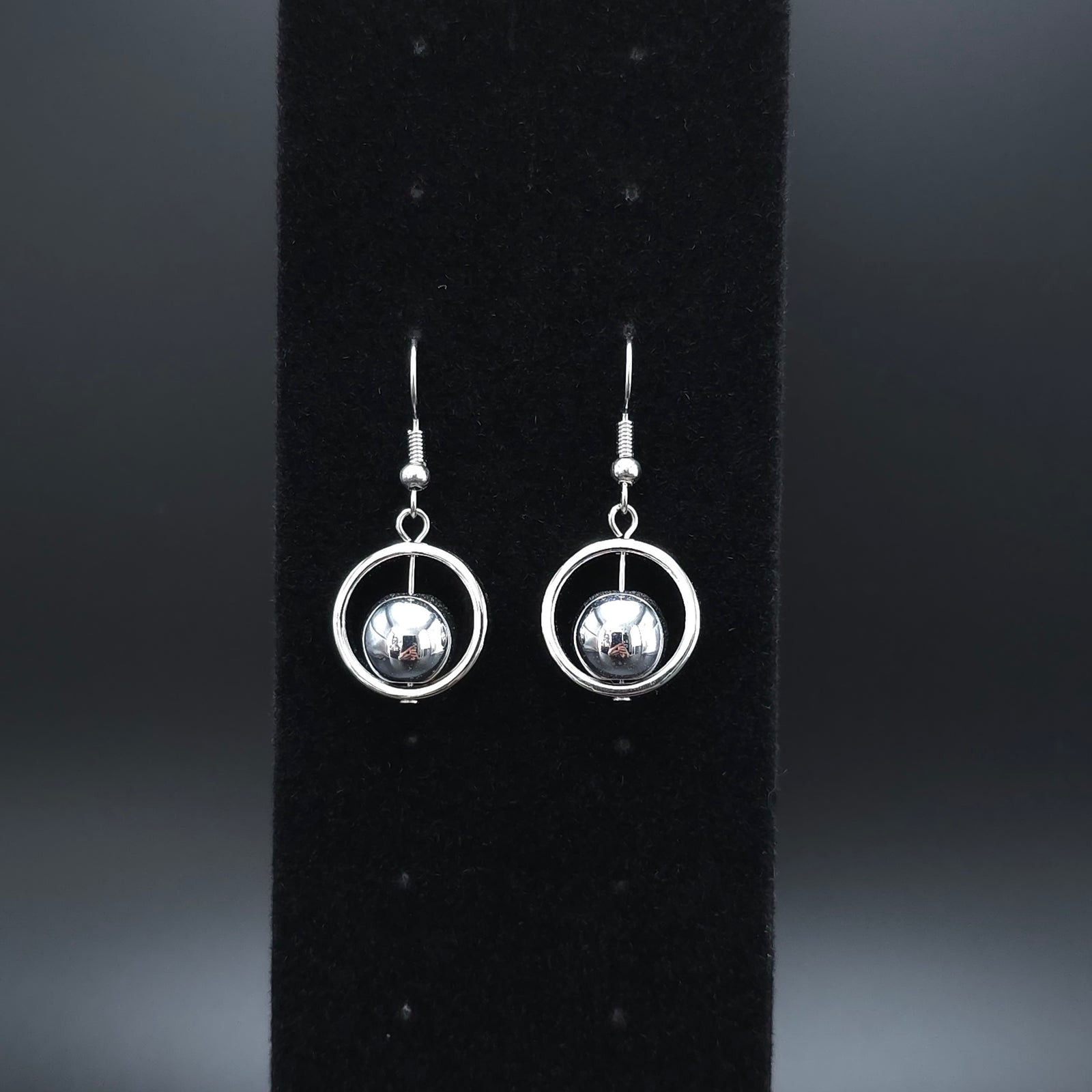 Earrings "Silver Hematite Big Drops"