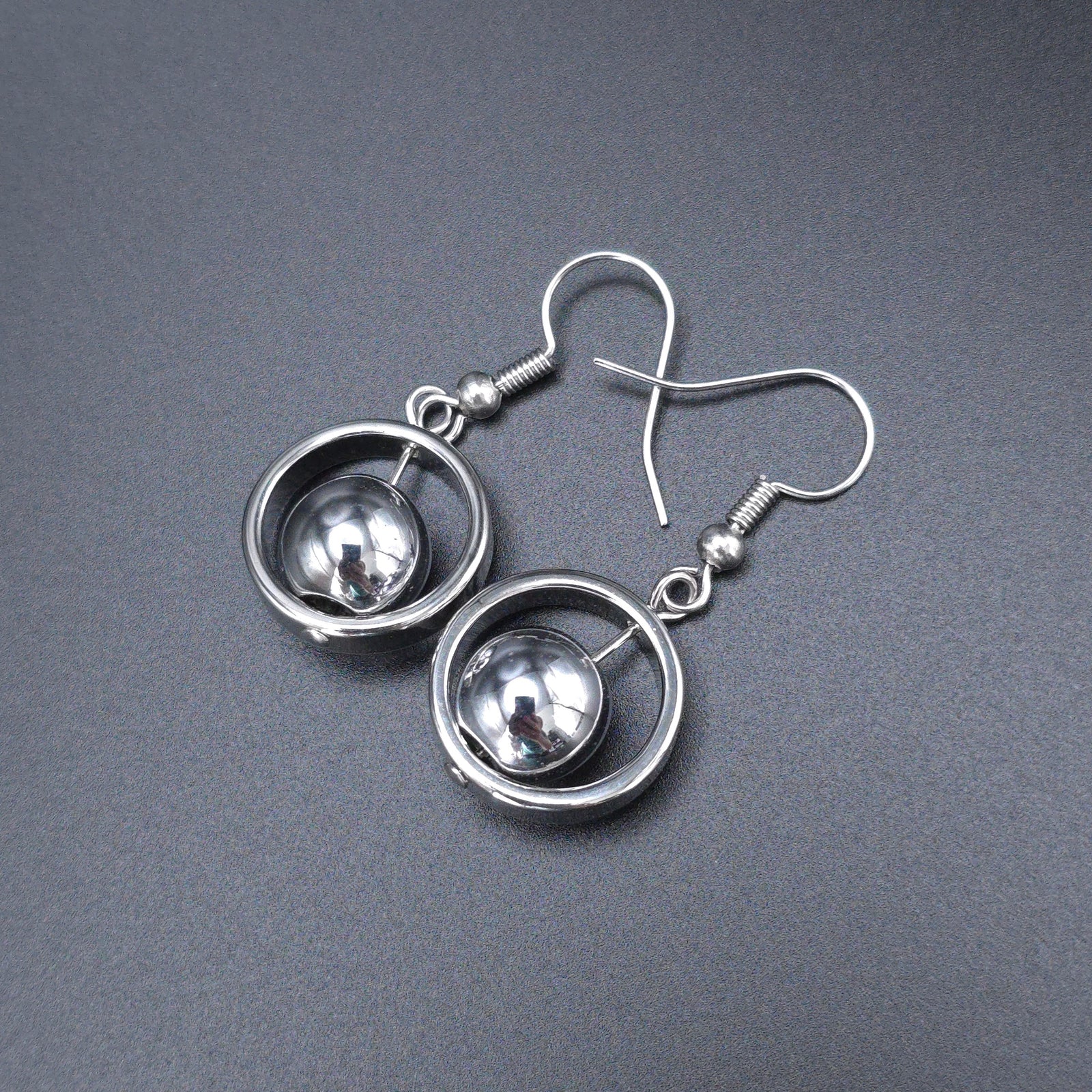 Earrings "Silver Hematite Big Drops"