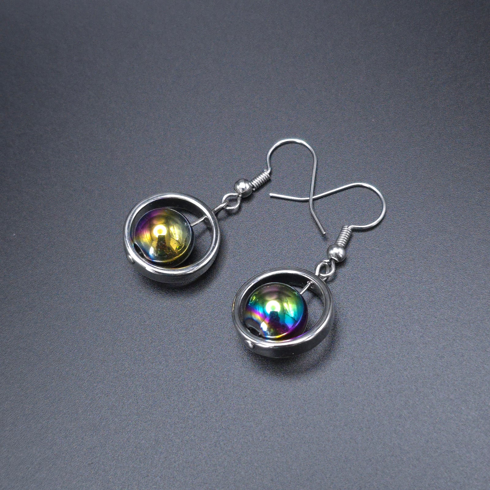 Earrings "Rainbow Hematite Big Drops"