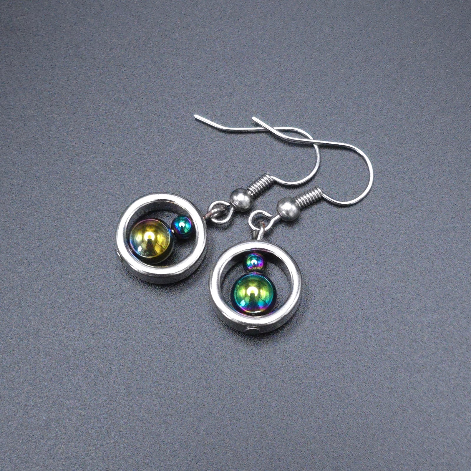 Earrings "Rainbow Hematite Small Drops"