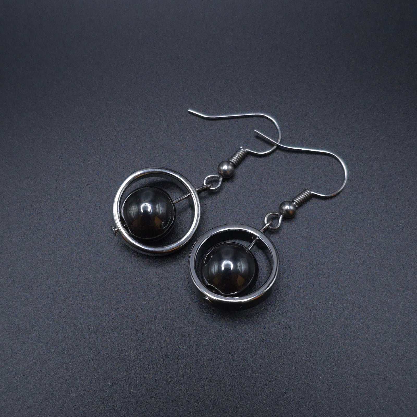 Earrings "Hematite Big Drops"