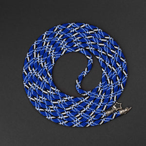 Beaded crochet necklace "Blue Plaid"