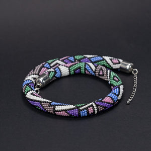 Beaded crochet necklace "Mosaic"