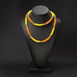 Beaded crochet necklace "Orange Summer"