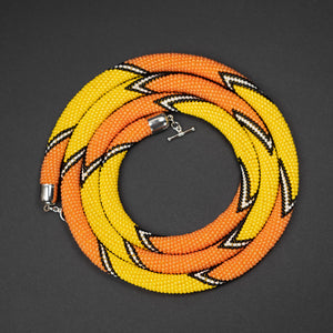 Beaded crochet necklace "Orange Summer"