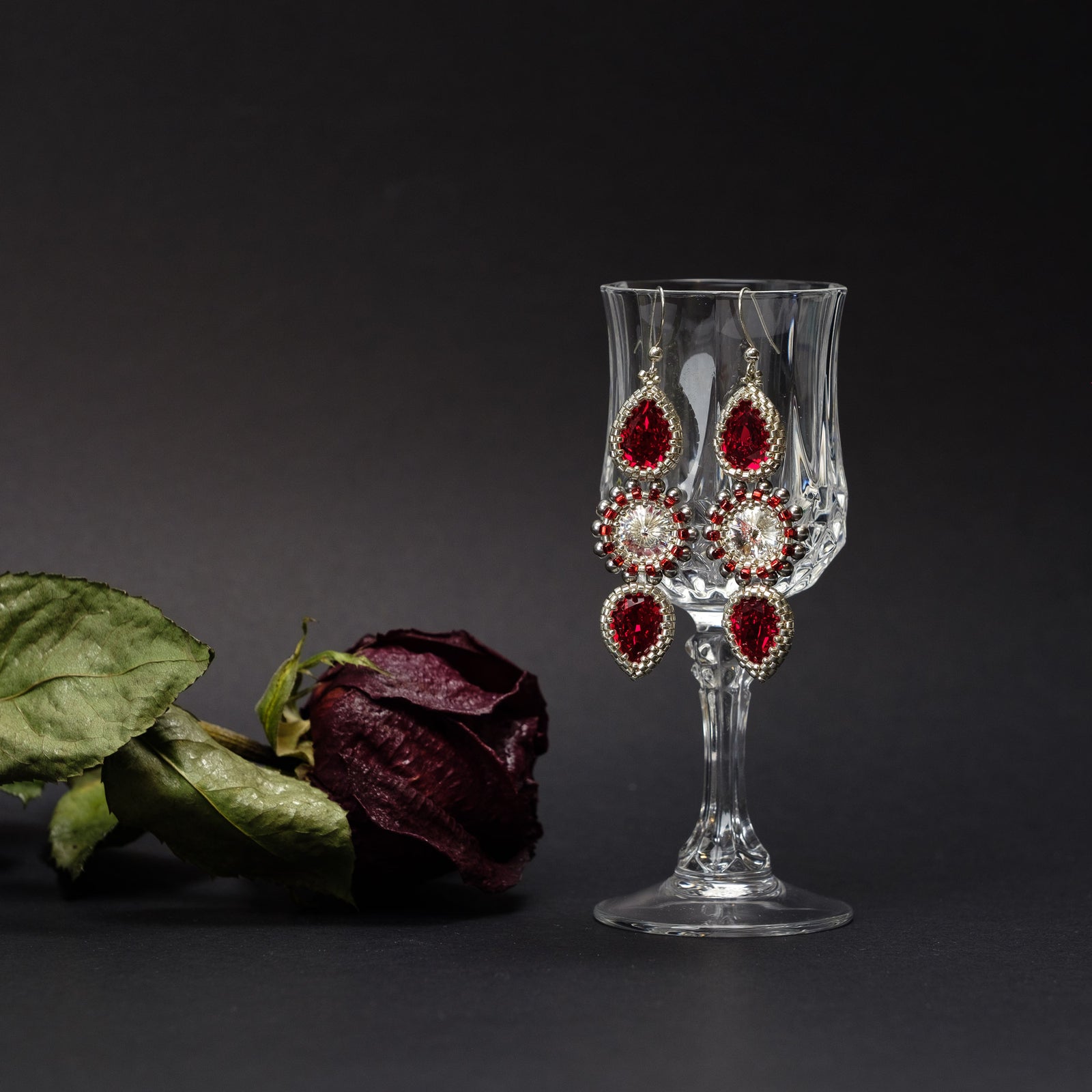 Earrings "Red in Silver"