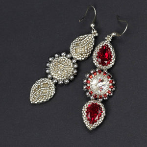 Earrings "Red in Silver"