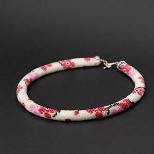 Beaded crochet necklace "Sakura"