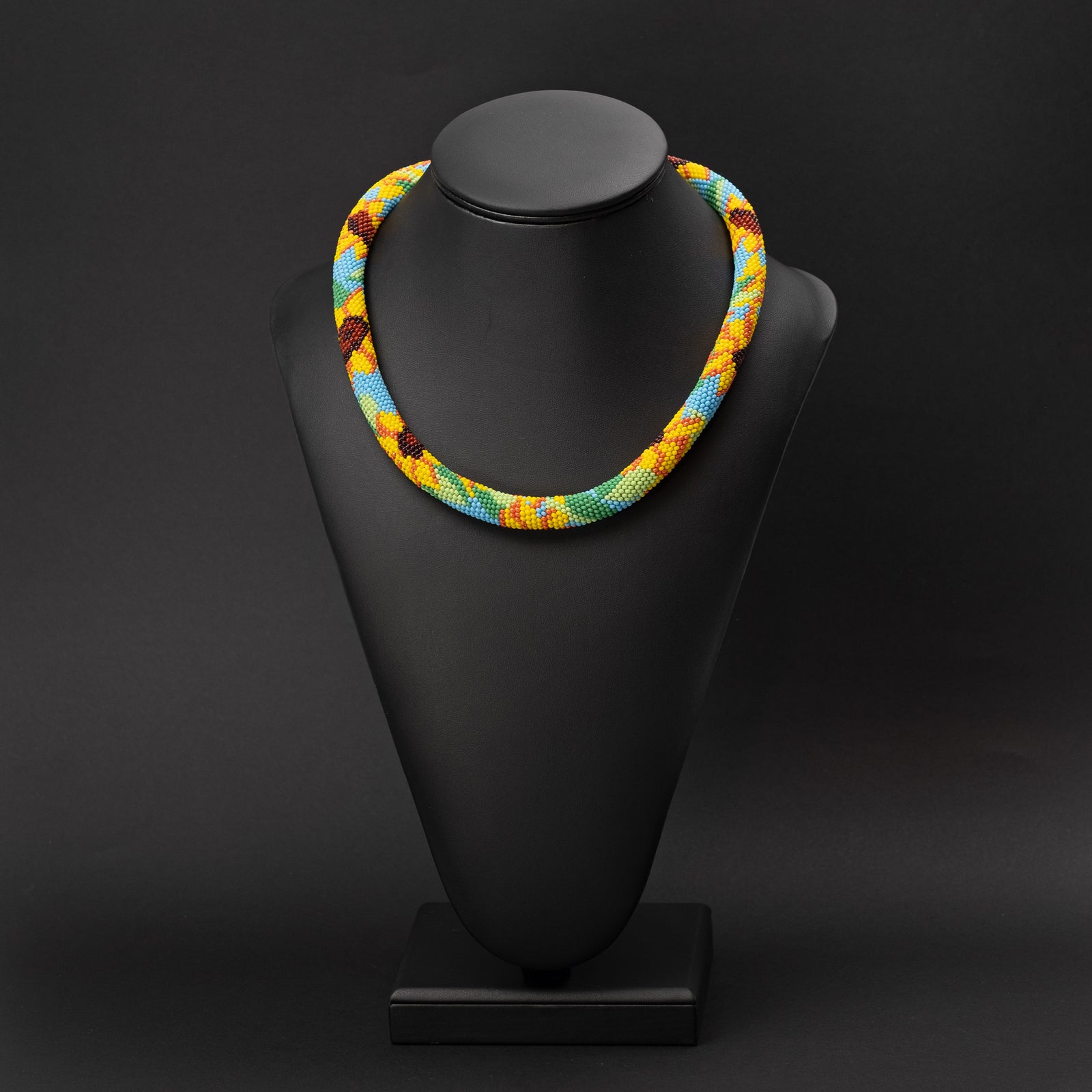 Beaded crochet necklace "Sunflowers"